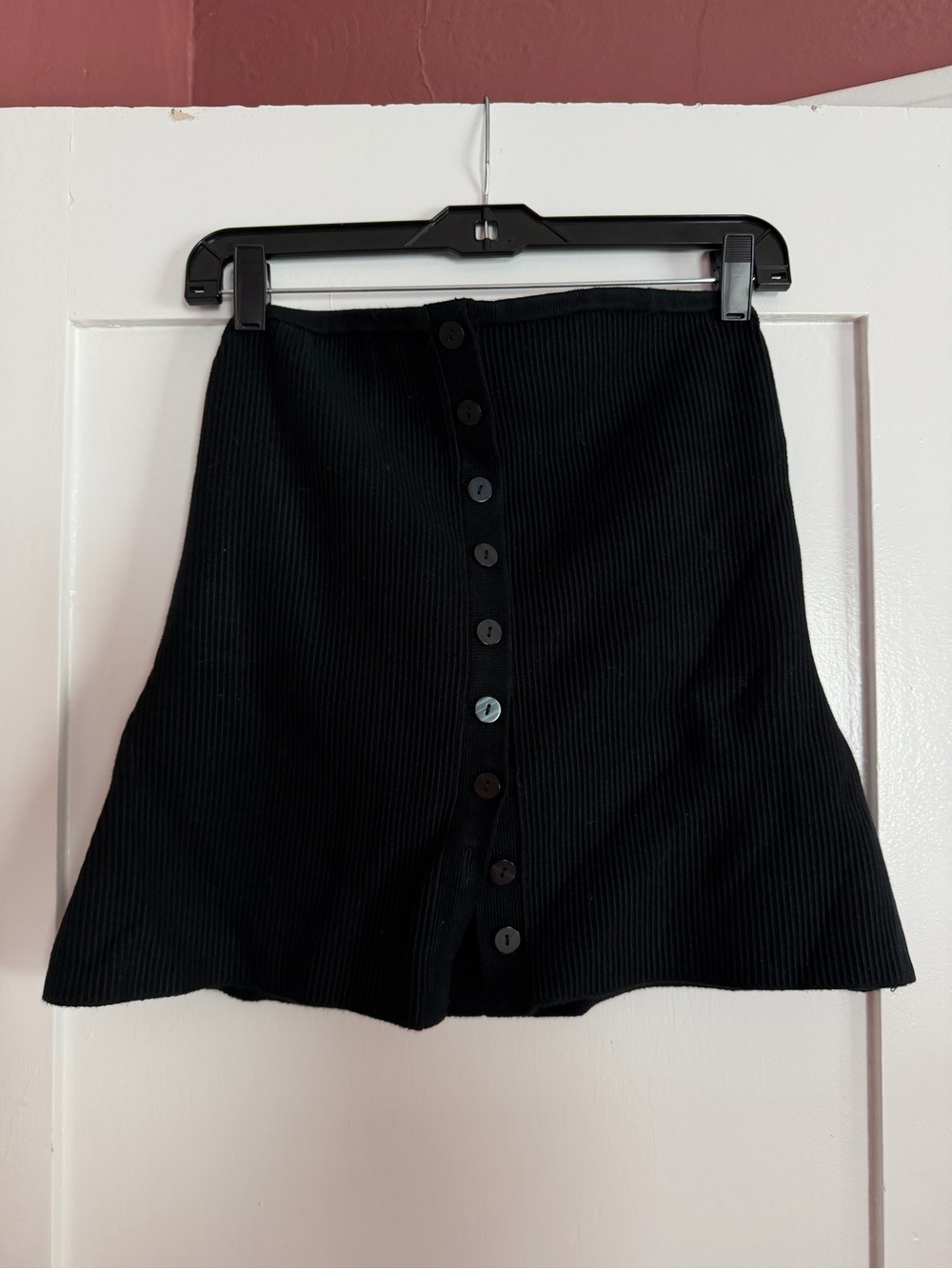 Abercrombie & Fitch Black Ribbed Button-Front Strapless Sweater